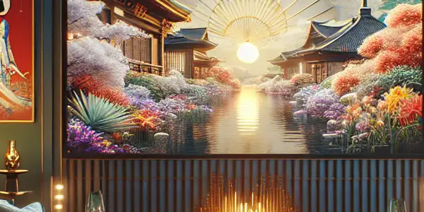 A luxurious home theater showcasing enticing visuals and elegant decor for adult entertainment.